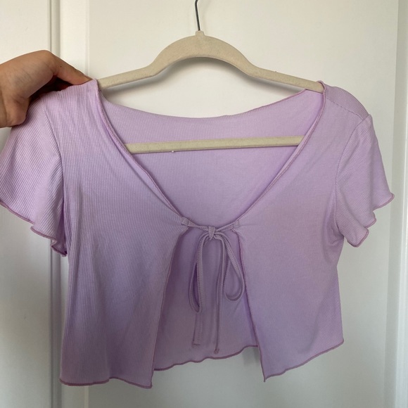 Shein Lavender Tie Top - Picture 2 of 3